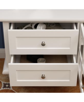 TV Stand with 2 Glass Doors and 4 Drawers, Media Console , Entertainment Center