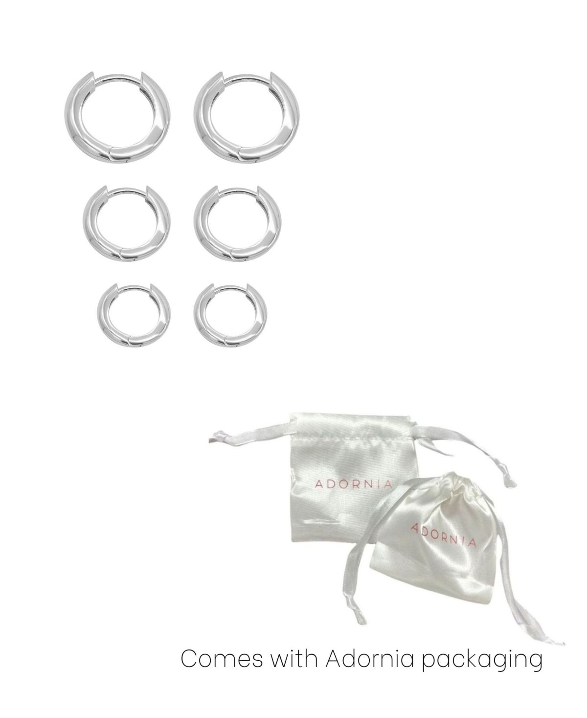 Adornia Set Of 3 Huggie Hoop Earrings In Silver