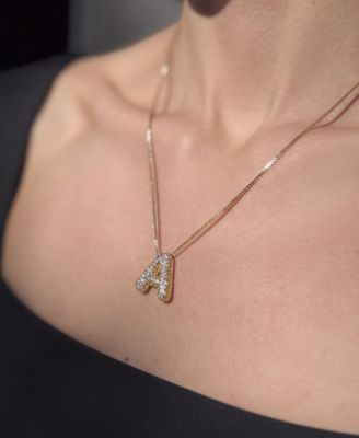 Gold Pave Bubble Letter Necklace