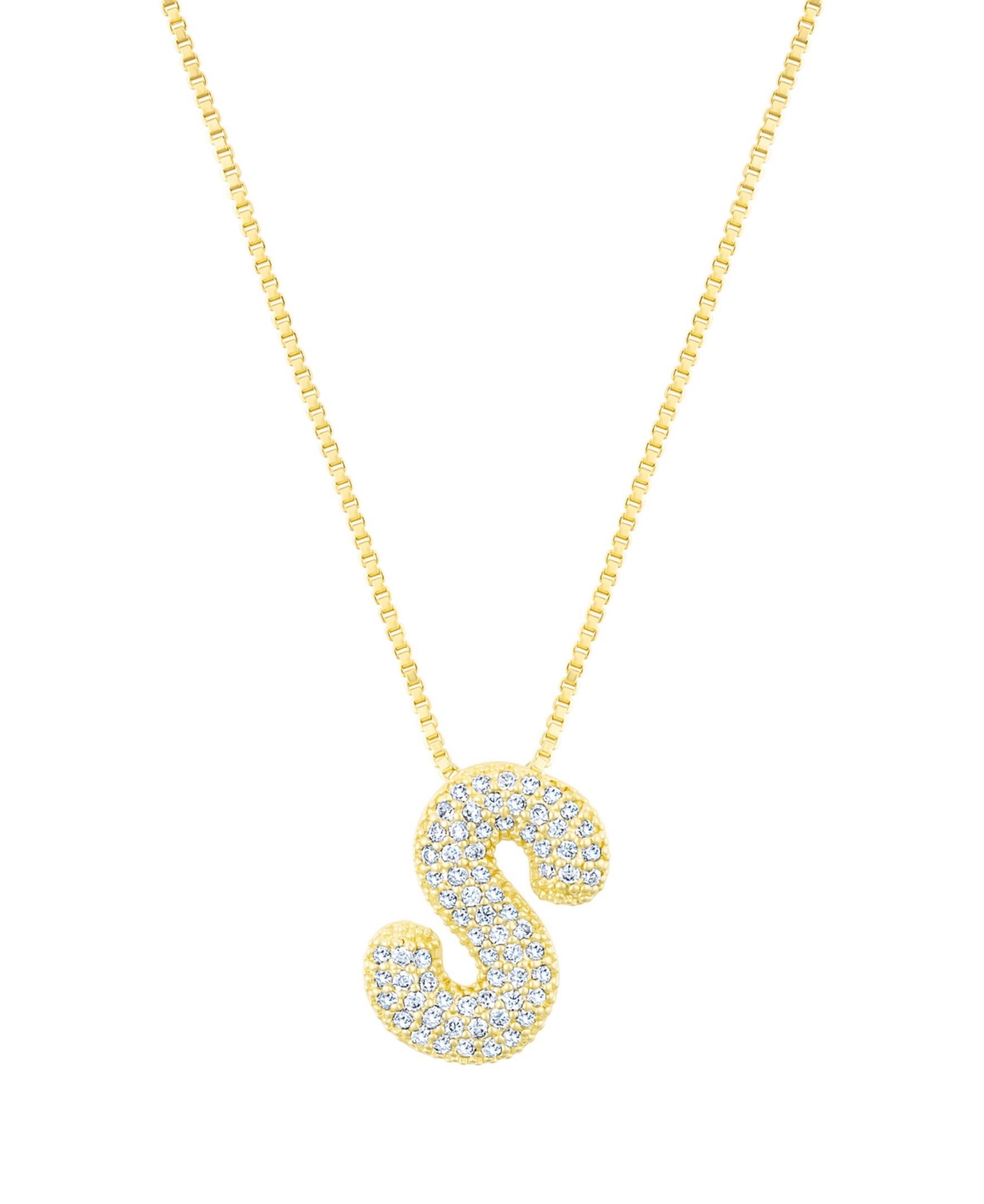 Adornia Gold Pave Bubble Letter Necklace