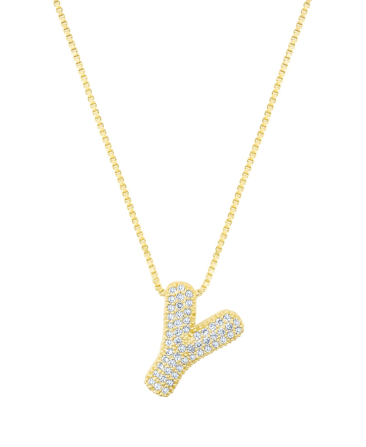 Adornia 14k Gold Plated Pave Bubble Letter Necklace