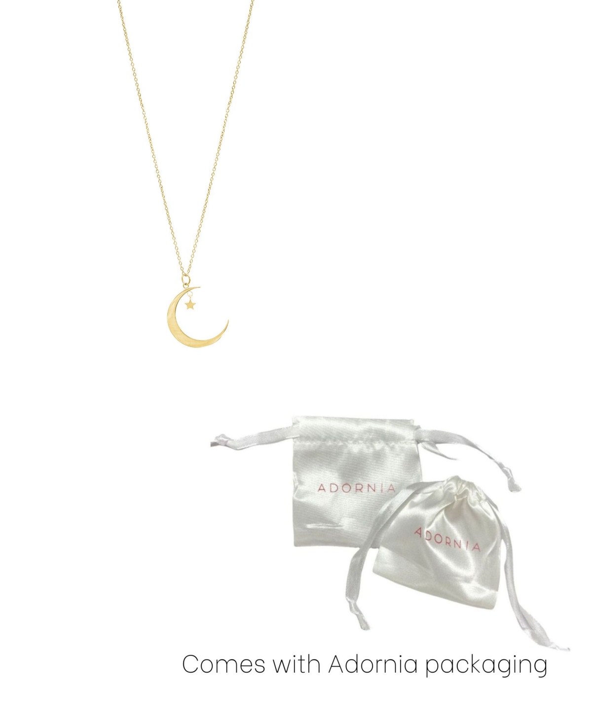 Adornia 14k Gold Plated Hanging Moon And Star Necklace In Gold