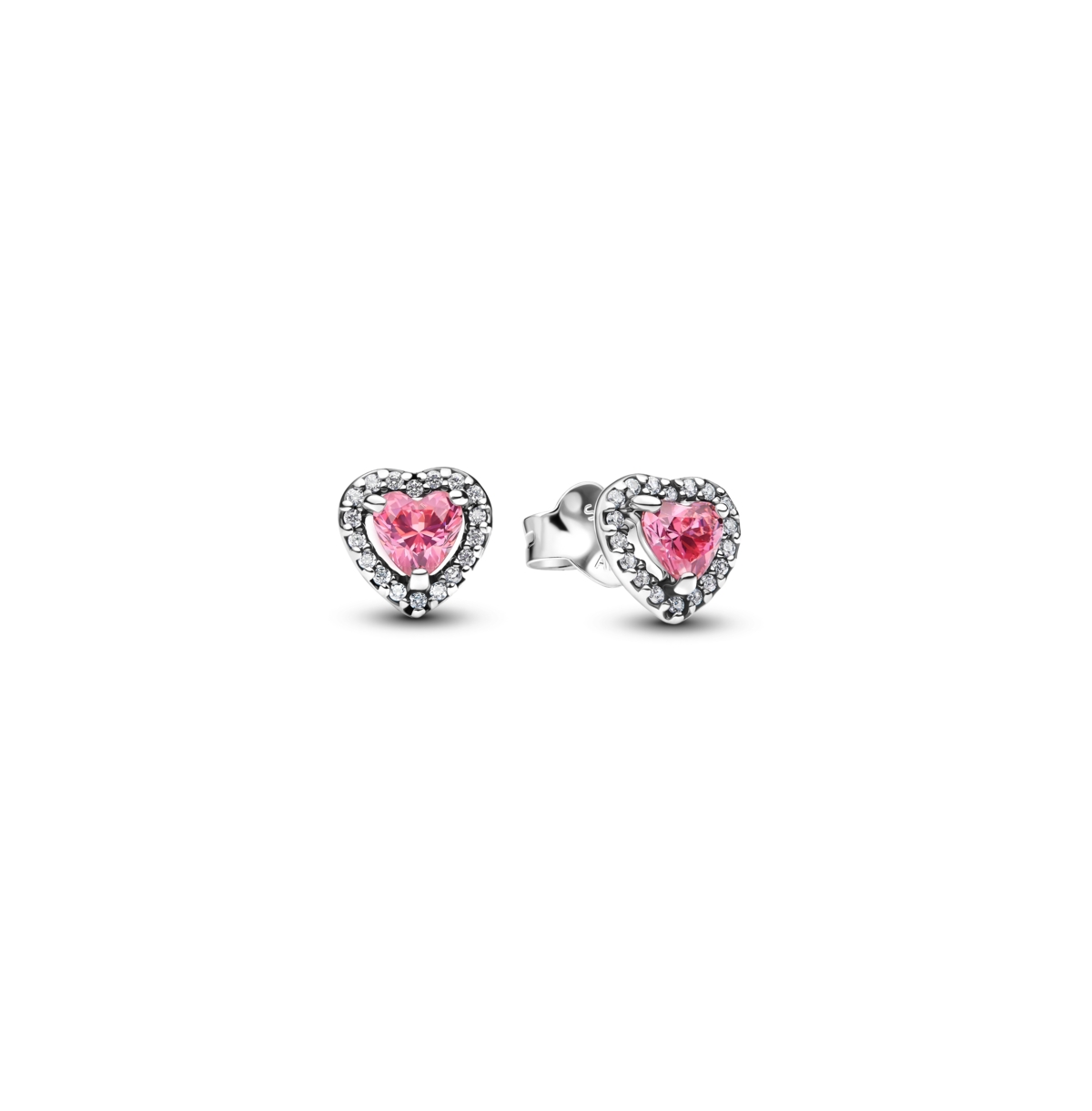 Pandora Sterling Silver Pink Heart Stud Earrings