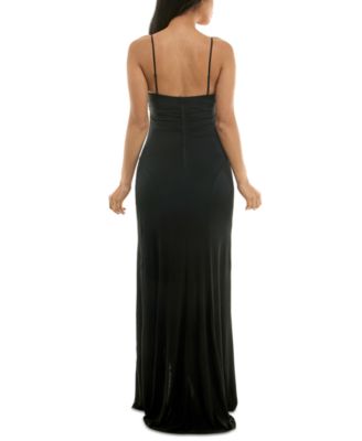Juniors' Cowlneck Ruched Gown 