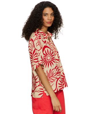 Women's Relaxed Vacation Collared Button-Front Shirt