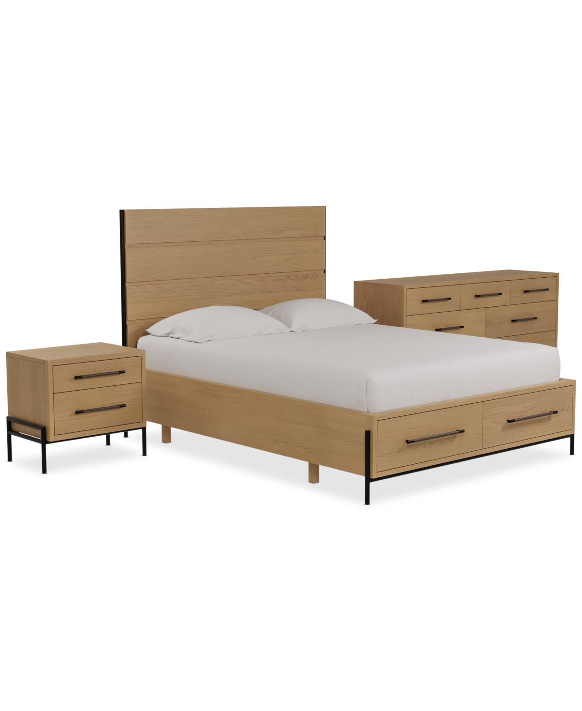 Macy's Linstead 3-pc. Full Panel Storage Set (bed, Dresser & Nightstand) In No Color