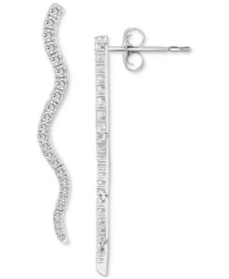 Diamond Wavy Drop Earrings (1 ct. t.w.) in 14k White Gold or 14k Yellow Gold, Exclusively at Macy's