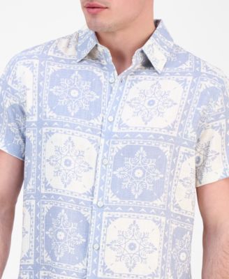 Men's Mosley Short Sleeve Tile Print Button-Front Shirt