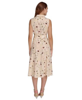 Women's Floral-Print Button-Down Tie-Front Cotton Shirtdress