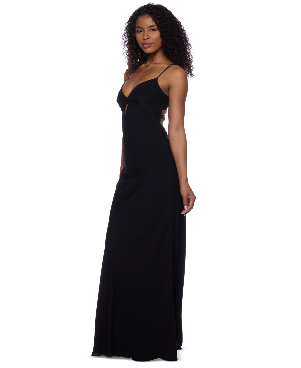 Alex & Sophia Juniors' Keyhole-front Strappy-back Gown