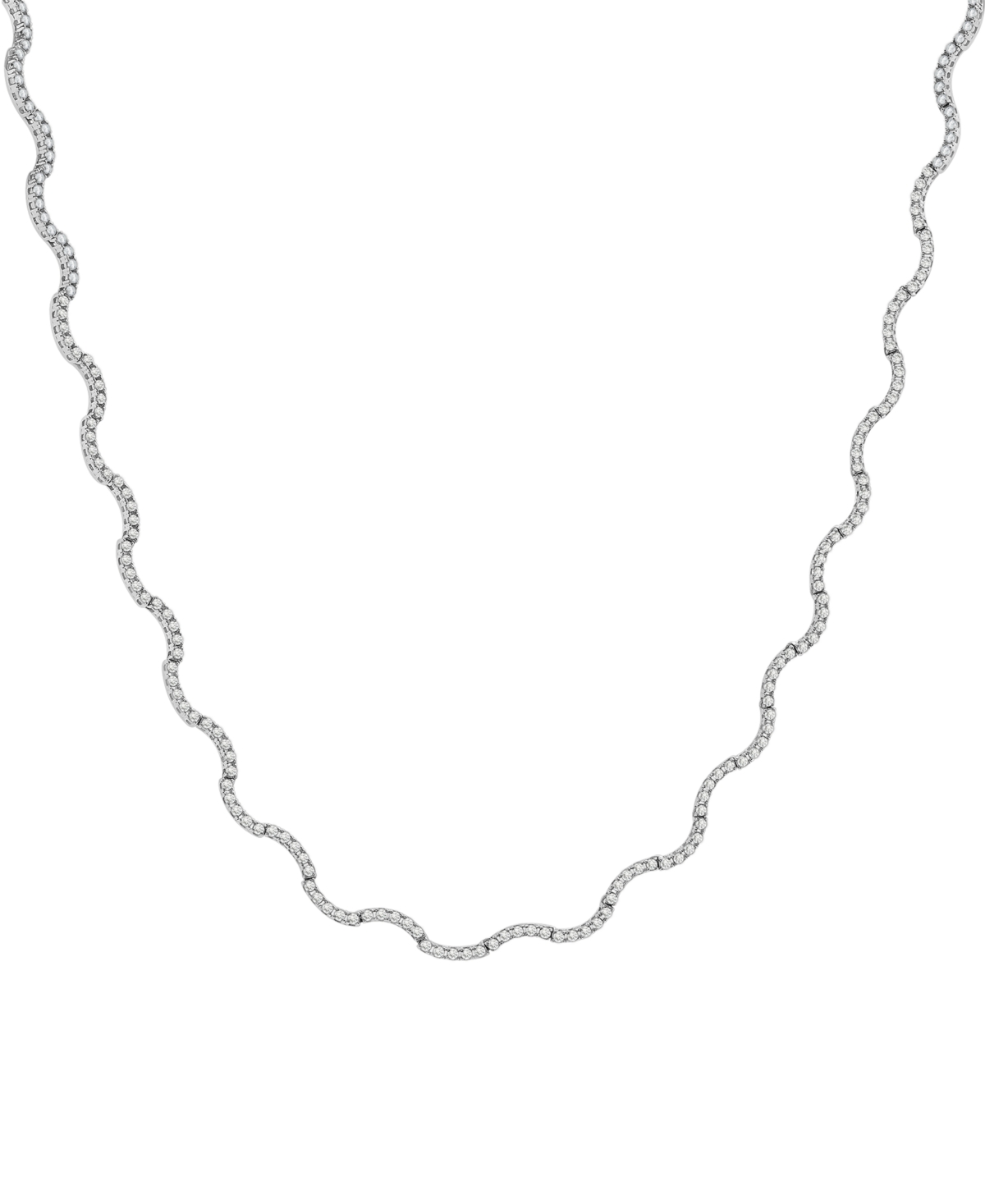 Diamond Wavy 16" Tennis Necklace (2 ct. t.w.) in 14k White Gold, Exclusively at Macy's - White Gold