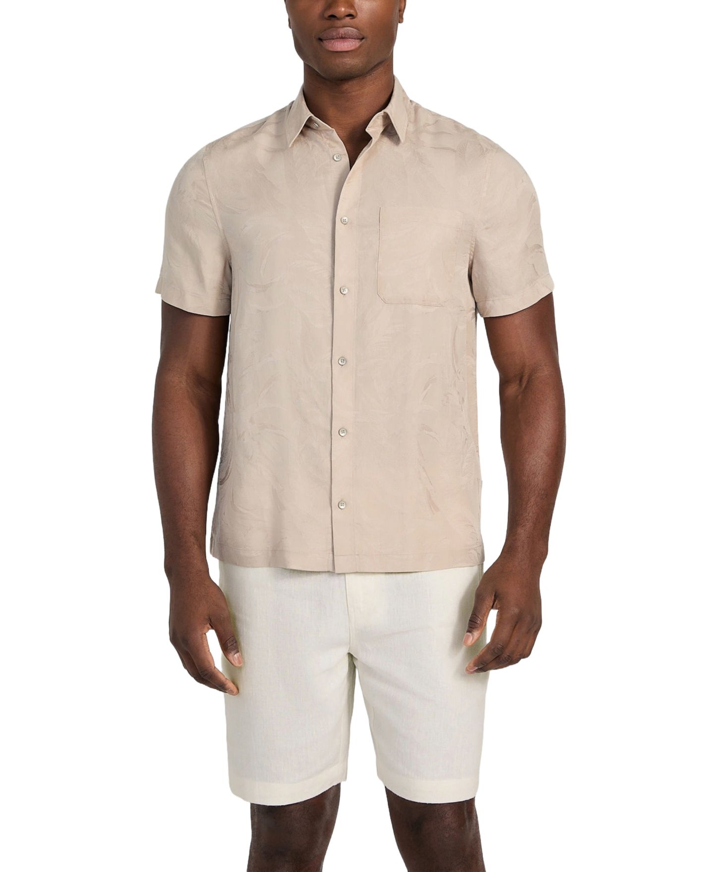 Мужская рубашка GUESS Regular-Fit Botanical Jacquard Button-Down, цвет: Шалфейный — фото 1