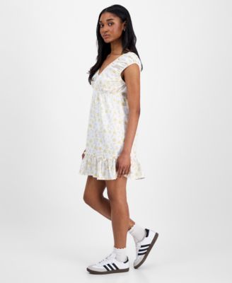 Juniors' Printed Babydoll Mini Dress