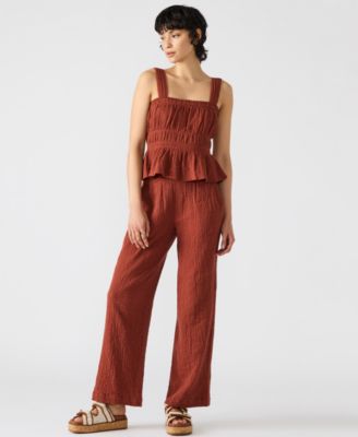 Womens Gabrielle Smocked Top Pomeline Pull On Pants