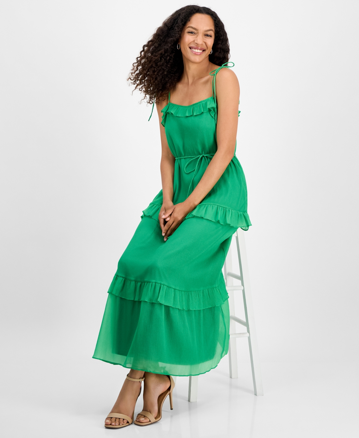 Julia Jordan Crinkled Chiffon Midi Dress
