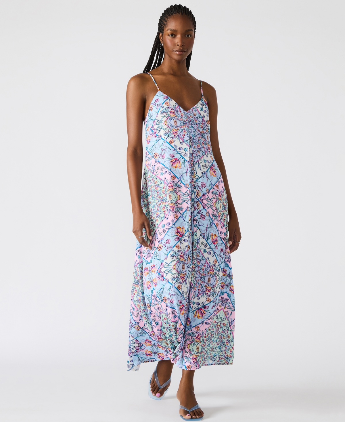 Steve Madden Brianna Print Sleeveless Maxi Dress In Blue