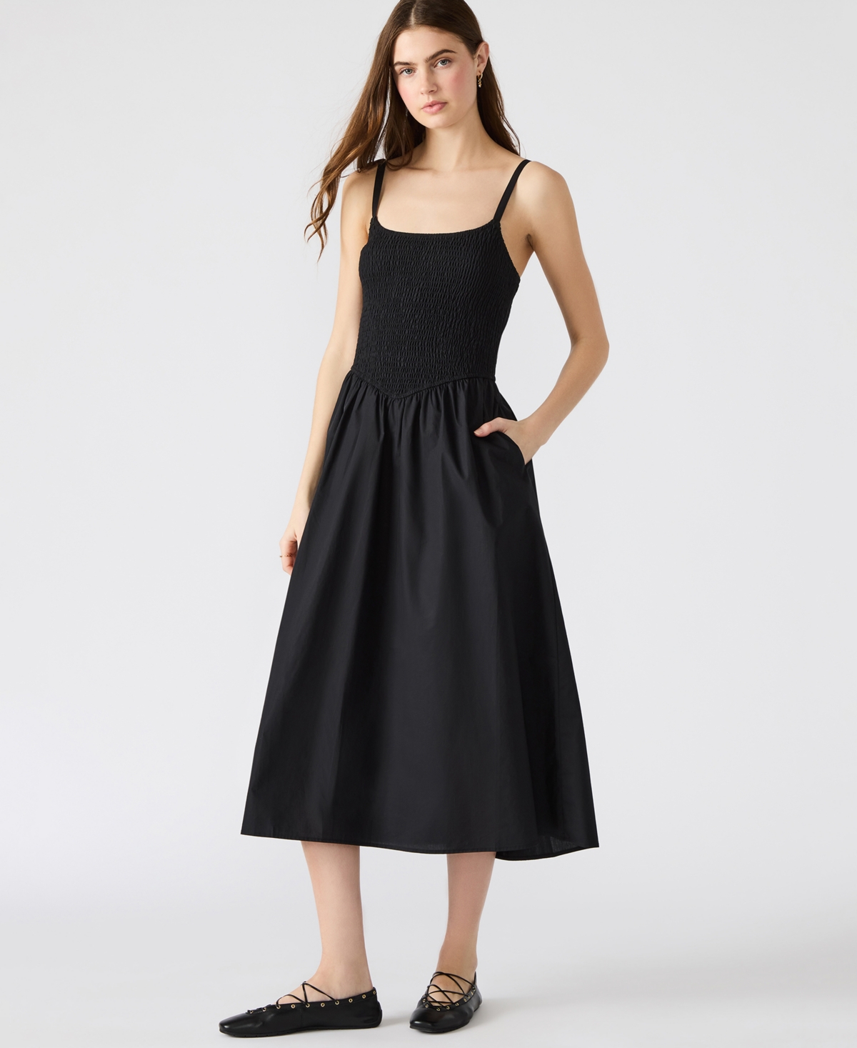 Steve Madden Women's Codie Cotton Smocked Midi Dress