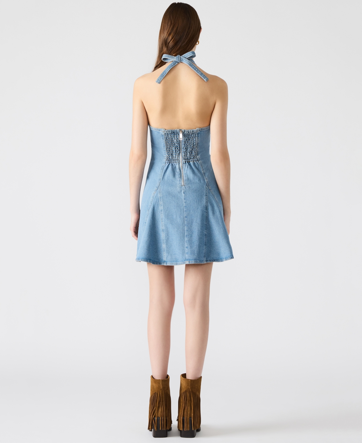 Steve Madden Women's Malia Stretch Denim Halterneck Dress