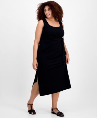 On 34th - Trendy Plus Size Side-Tie Midi Dress