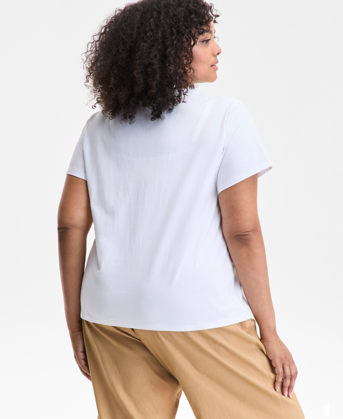 Inc International Concepts Plus Size Cotton Lattice-inset Top, Exclusively At Macy's