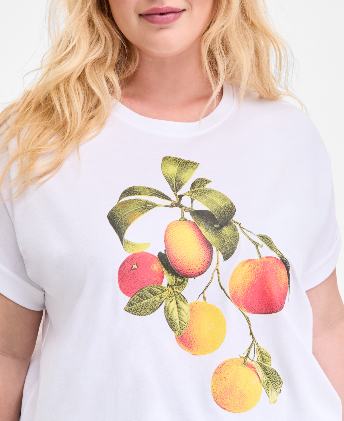 On 34th Trendy Plus Size Orange Graphic T-shirt, Exclusively At Macy's