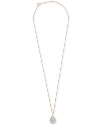 Diamond Round & Baguette Teardrop Cluster 18" Pendant Necklace (1/2 ct. t.w.) in 14k Gold, Exclusively at Macy's