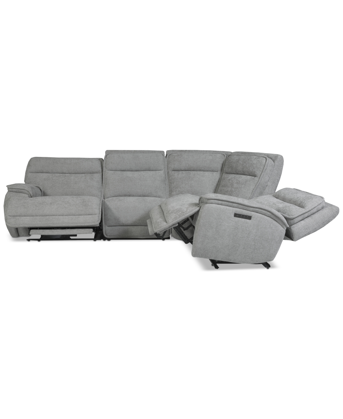 Macy's Ozryn 4-pc. Fabric Sectional With 2 Power Motion Chairs, Exclusively At  In Silver