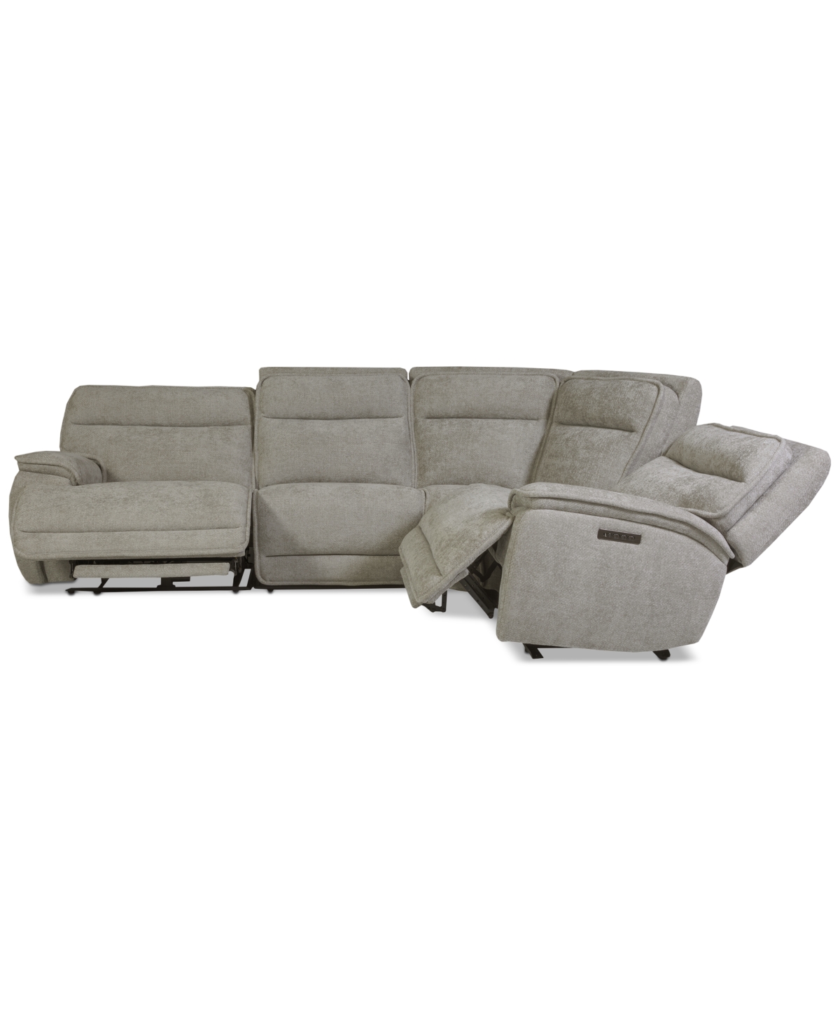 Macy's Ozryn 4-pc. Fabric Sectional With 2 Power Motion Chairs, Exclusively At  In Gray