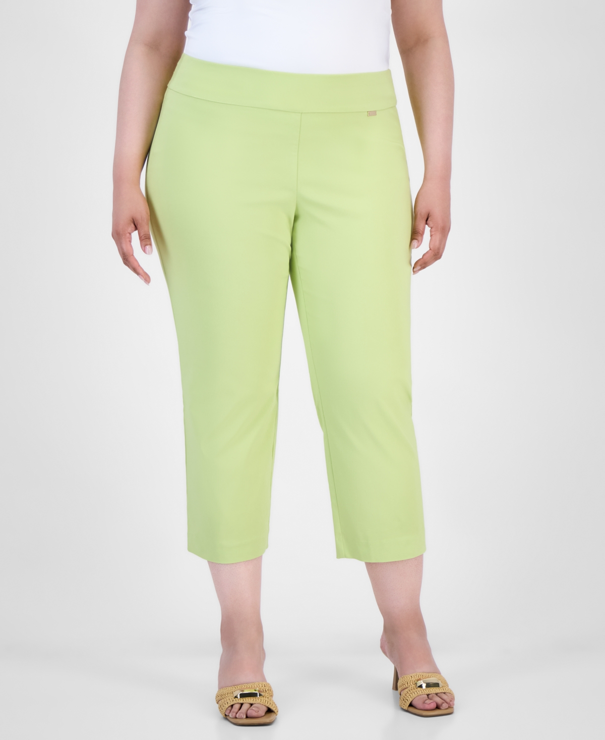 Inc International Concepts Plus Size Mid-rise Pull-on Capri Pants, Created For Macy's