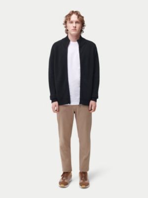 Men's High Neck Full-Zip Cashmere Cardigan Taupe