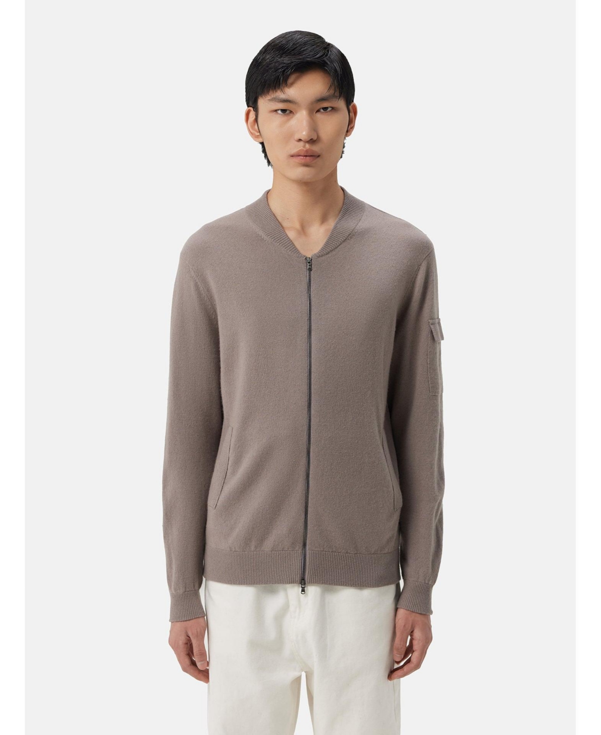 Gobi Cashmere Men's 100% Cashmere Bomber - Gray-dawn blue