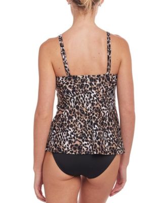 Women's Leopard Cheetah Print Underwire Tankini Swimsuit Top