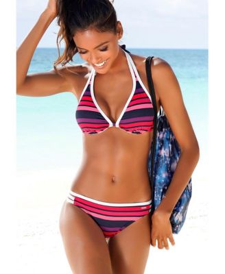 Women's Striped Underwire Bikini Swimsuit Top Bra Sizing