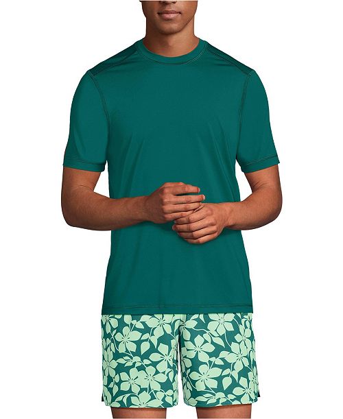 alfani Lands' End Men's SunShade UPF 50 Short Sleeve Swim Tee Cooling Rash Guard Men's Fashion & Accessories
