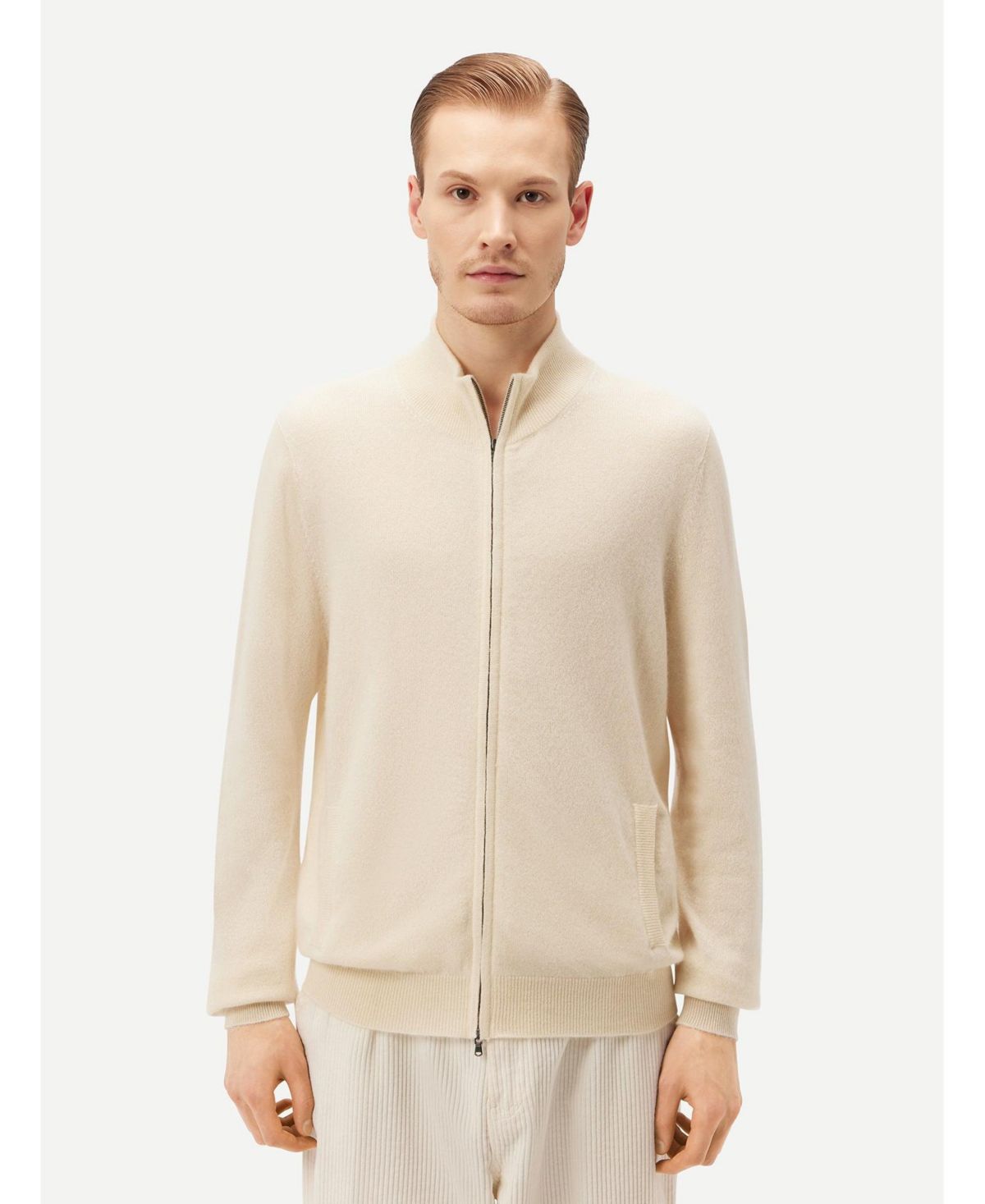 Мужской кардиган с воротником-стойкой на молнии