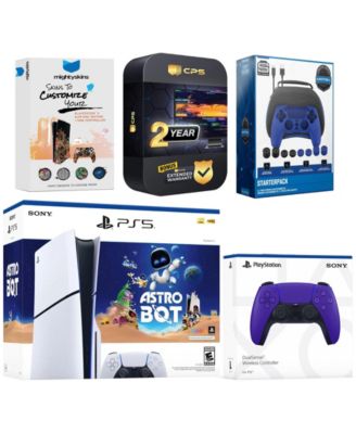 PlayStation 5 Slim Disc Astro Bot Bundle with Extra  Controller, Pro Gamer Kit, MightySkins Code and 2 Year Extended Warranty