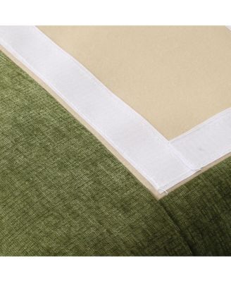 Modern Upholstered Chenille Armless Dining Chairs With Casters