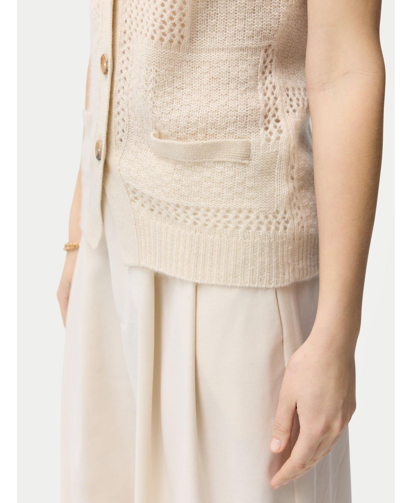 Женский жилет Gobi Cashmere Mixed Pattern Cashmere Vest, цвет: Нейтральный серый — фото 7
