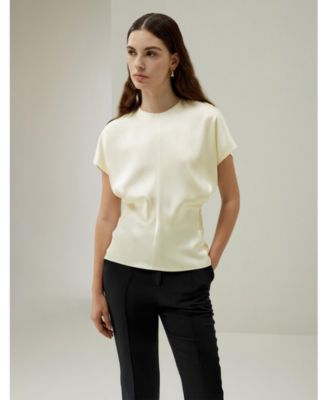 Women's Short Batwing Sleeve Silk Contour Top