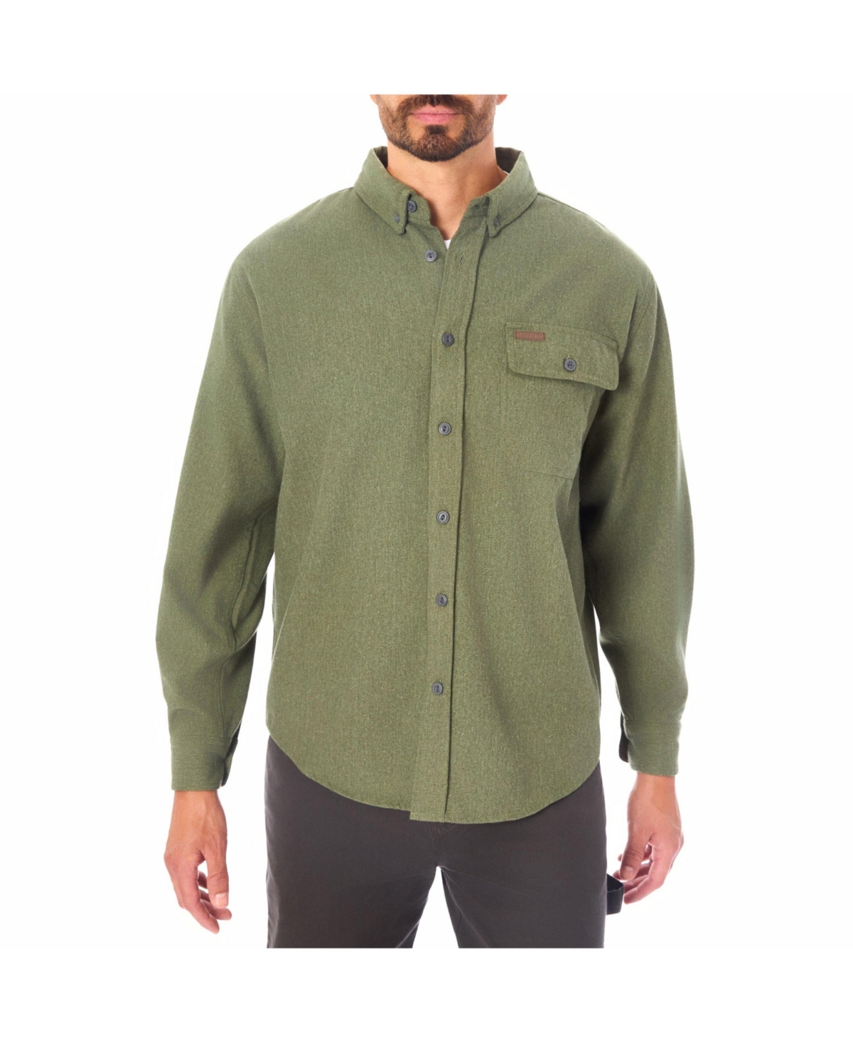 Men's Long Sleeve Extra Heavyweight Chamois Flannel Shirt - Heather dark brown