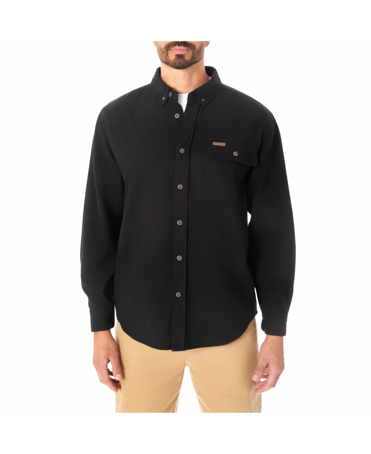 Men's Long Sleeve Extra Heavyweight Chamois Flannel Shirt - Heather dark brown