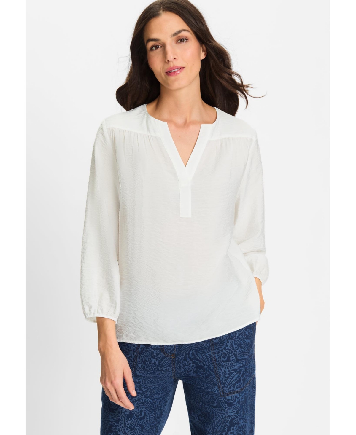 Women's Solid Tunic Blouse - Off white