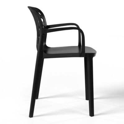 5-Piece Outdoor Resin Round Patio Dining Table Set with Modern Stackable Patio Dining Chairs