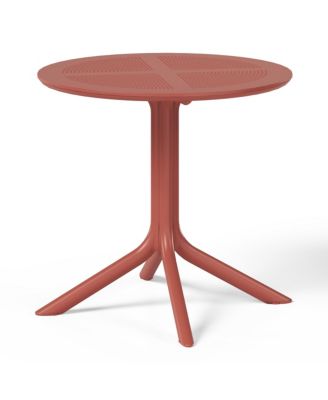 5-Piece Outdoor Resin Round Patio Dining Table Set with Modern Stackable Patio Dining Chairs