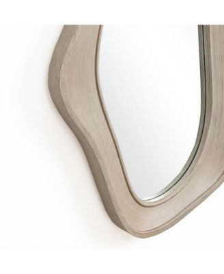 Natural Wood Framed Oval Irregular Wall Mirror, Accent and Vanity