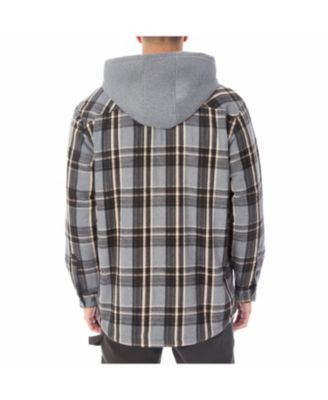 Men's Sherpa-Lined Hooded Flannel Shirt-Jacket with Inset