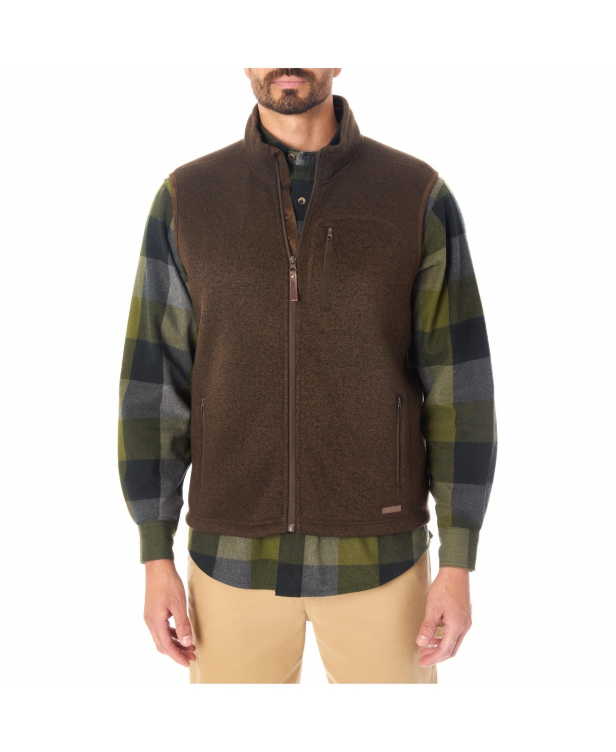 Men's Sherpa-Lined Sweater Fleece Vest - Brown heather