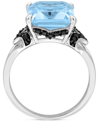 Blue Topaz (7-3/8 ct. t.w.) & Black Sapphire (3/8 ct. t.w.) Statement Ring in Sterling Silver