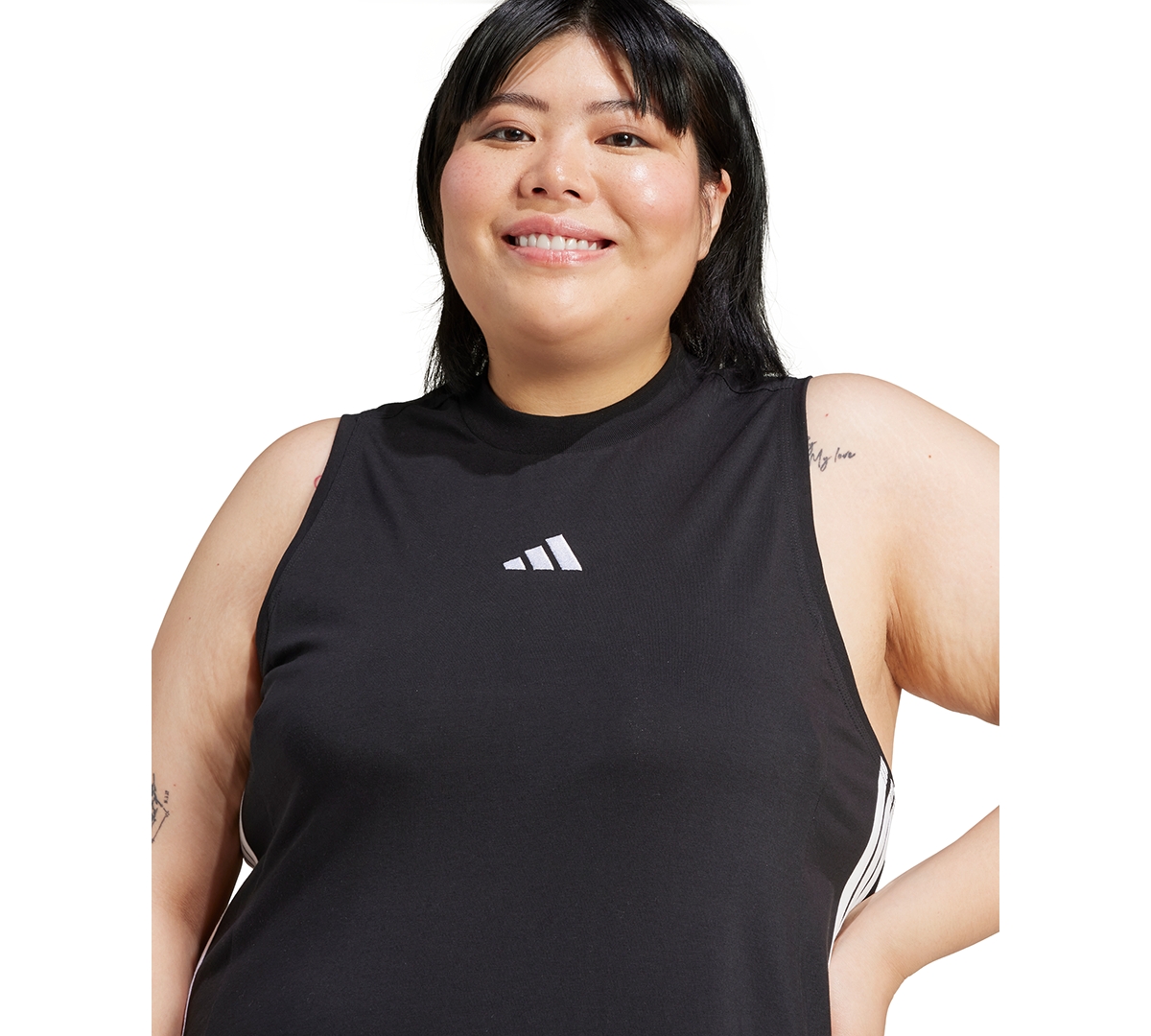 Adidas Originals Plus Size 3-stripe Logo Racerback Long Tank Dress