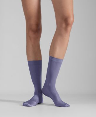 Women's Set of 2 Lustrous Silky Shiny Sheer Dress Socks SKU15002-BL	